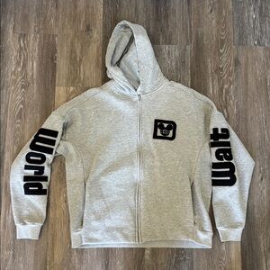 Disney World Gray Zip-Up Hoodie with Black Text